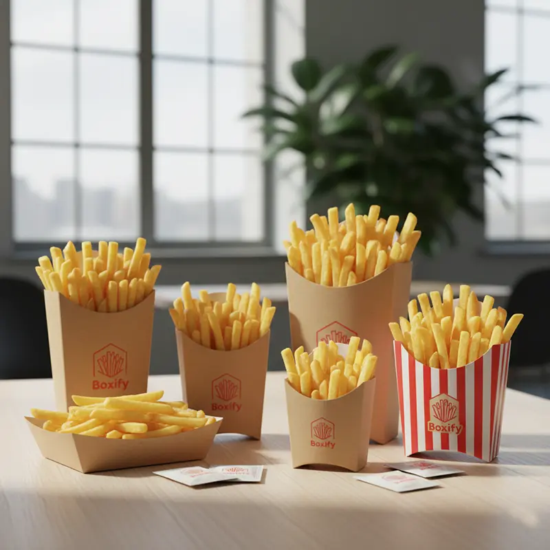 Yağ geçirmeyen kraft patates kızartması kutusu ve paket servis patates kabı